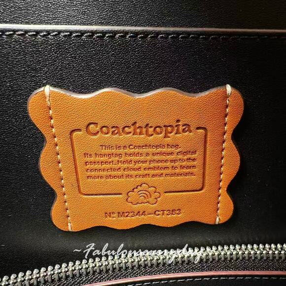 Coach Cloud Handle Tote In Coachtopia Leather/Black CT383 + Pouch/Wristlet - Picture 7 of 11